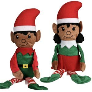 2 Plush Elves, Medium Skin Tone, 14.5x4 in.